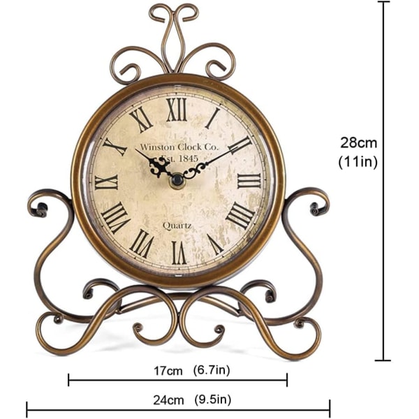 Bordure 28 cm Højde Lydløs Ikke-tikende Romersk Retro Kunst Bordur til Stue Soveværelse Kontor(Kobber)