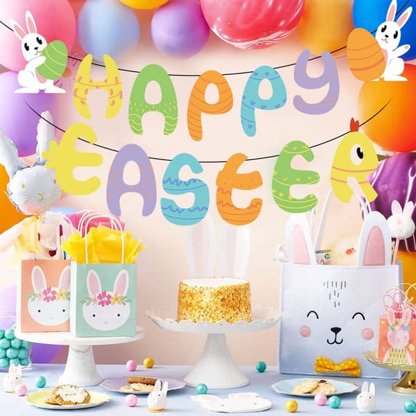 Påskebanner, 2m Happy Easter Banner, Påskedekorasjon