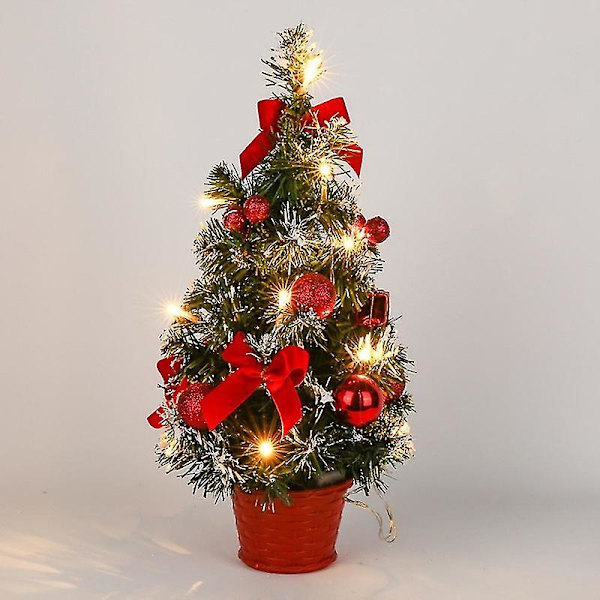 Liten Julgran med Ljus, 40cm Förbelyst Julgran Batteridriven för Jul Hem Skola red