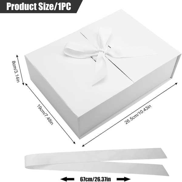 Lyxig presentförpackning med band med lock 26,5x19x8cm Vit