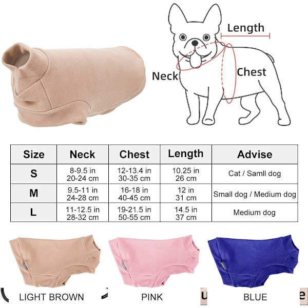 Lille hunde- og kattetrøjer blød fleece vest brun M