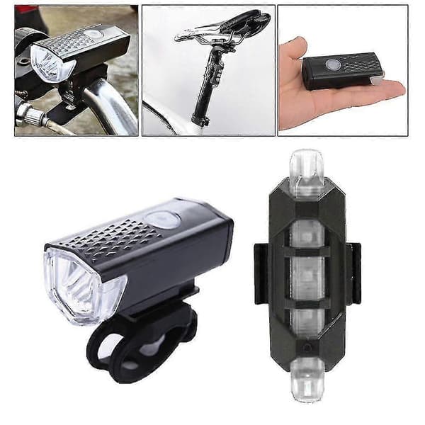 2 stk. USB Sykkel Frontlykt Sikkerhetslampe Vanntett