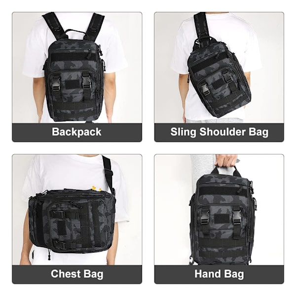 Fiskeutstyr Ryggsekk Oppbevaringspose, Fiske Ryggsekk med Stangfeste, Lett Sling Fiske Ryggsekk, Robust Fiskeutstyr Bag