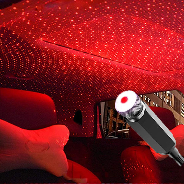 2-pak bilinteriør tagstjerne USB-projektor LED-natlys
