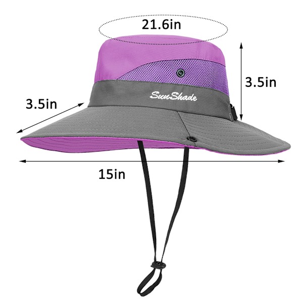 Kvinners Solhatt Bred Bremskjerm UV-beskyttelse Foldbar 56-58CM (Lilla)