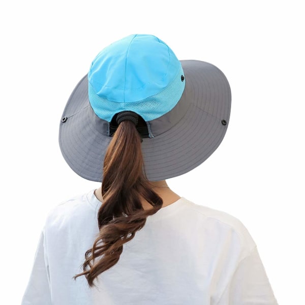 Sommer Dame Solhatt UV-beskyttelse Sommerbøttehatt Foldbar Bred Bremm for Reise Fotturer Fiske Strand