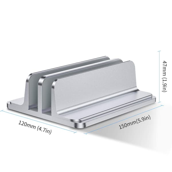Dubbel vertikal laptopstativ, aluminiumlegering hållare silver