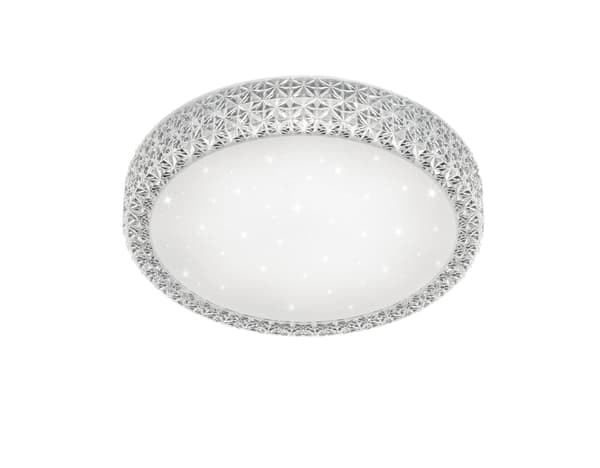 Lys LED taklampe, akryl, integrert, 18 W, transparent, diameter 38,5 cm, hvit