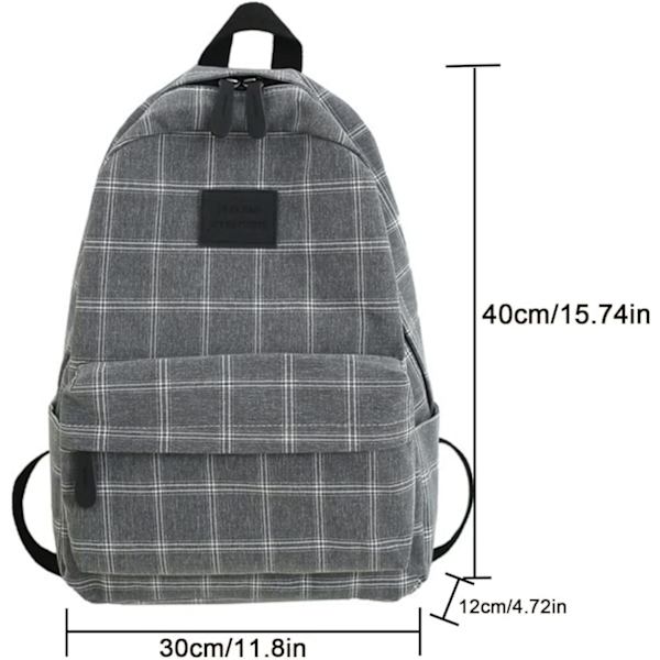Naisten reppu, ruudullinen, musta, 30*14*45 cm