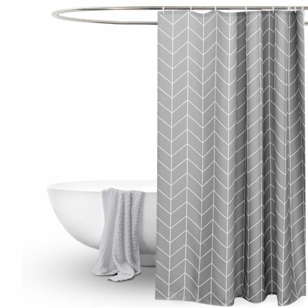 Grå duschdraperi för badrum, geometriskt mönster, vattenavvisande mould Extra breda långa duschdraperier 200 X 200 cm Droppe för våtrum