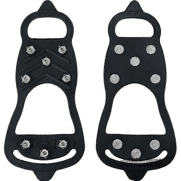 8 Spidser Anti-Skrid Sikkerhedssko Spikes Crampon Anti-Is På Sko Slip (2 Par, Sort)