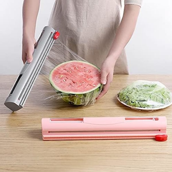 Foil Cutter for Kitchen Cling Film Dispenser with Magnet Wall Mounted Cling Film Cutter Click Cut Plastic ABS Cling Film Dispenser