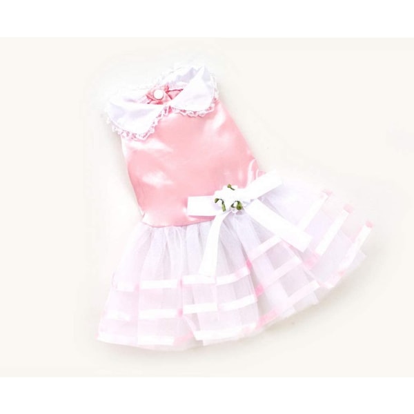 Satin Blomster Kjole Liten Hund Katt Prinsesse Kjole Stripete,XL,Rosa