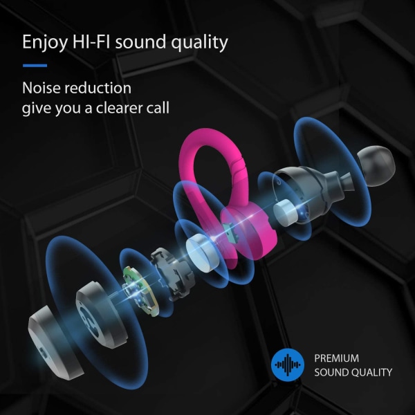 Bluetooth -kuulokkeet IPX7:llä vedenpitävä juoksemiseen, vaaleanpunainen