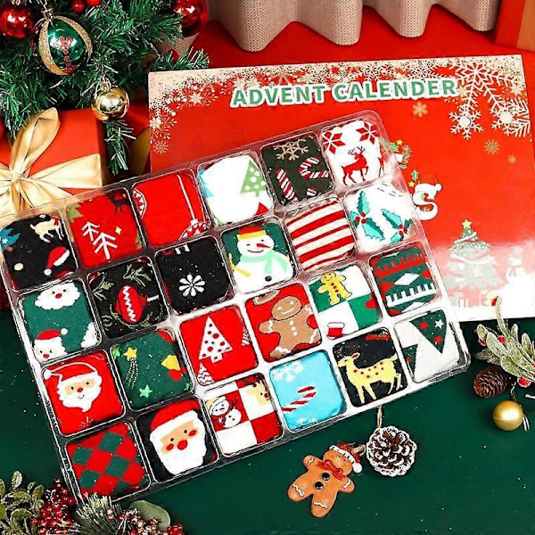 Julekalender for Voksne, Sokker med Ulike Julemønstre, 24 Dagers Nedtelling, 24 Dagers Juleboks, 2024