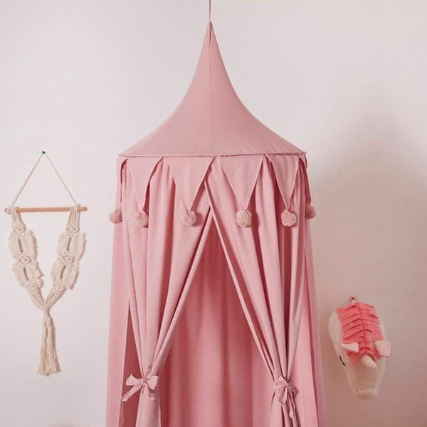 Seng baldakin rund kuppel, bomulds seng baldakin（Pink)