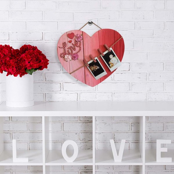 Punainen sydänkyltti, hieno etuoven kylttiseinäkoriste ystävänpäivää varten - sydämenmuotoiset koristeet monitoiminen uudelleenkäytettävä rakkausvalokuvaleike