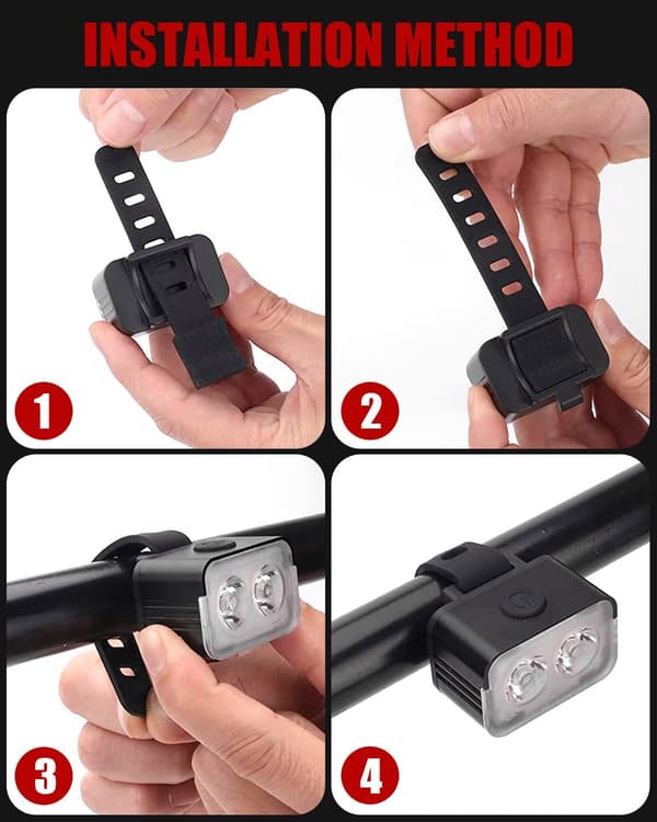 Sykkellys foran og bak, USB-oppladbar vanntett IPX6