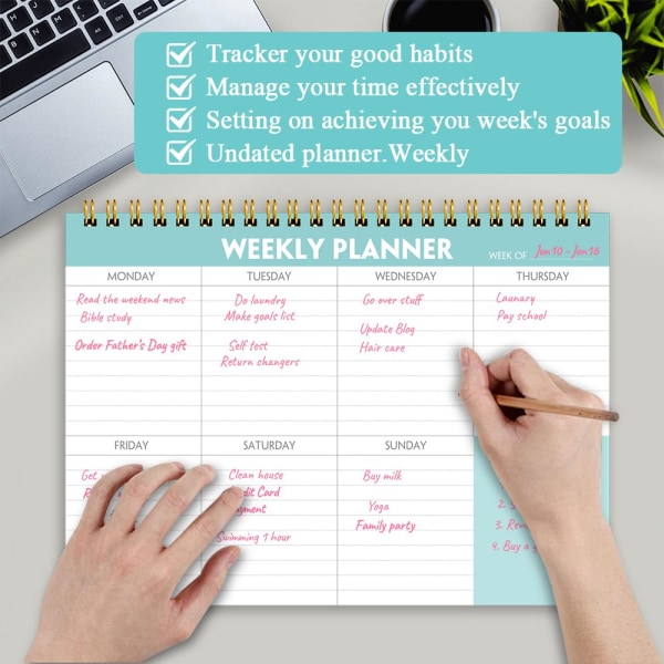 Weekly Planner Notepad - Weekly Pad Organizers Habit Tracker Journal Teal
