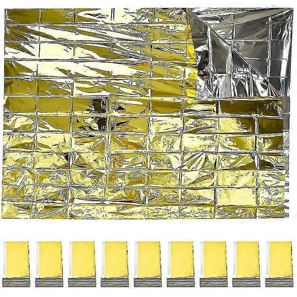 10 stycken Nödblanketter Vikbara Guld 210x160cm Silver + Guld-- null none