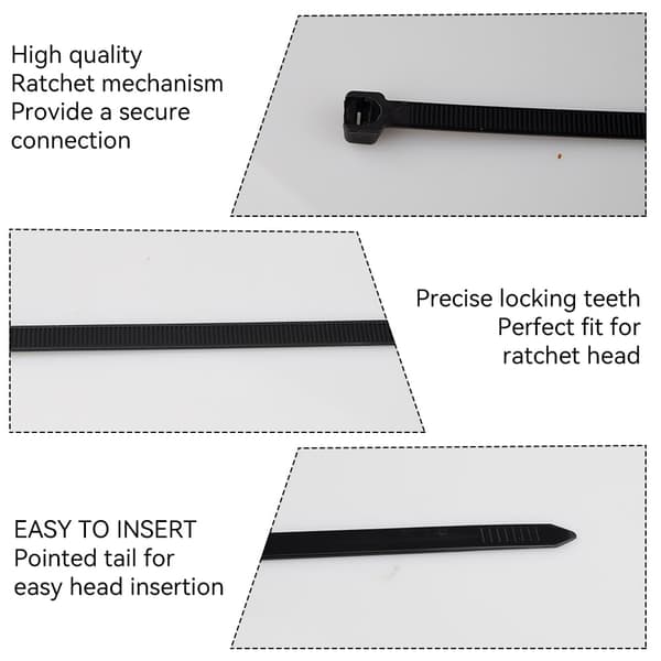 100 Roots Kabelbindere, 300 mm x 7,6 mm, Serflex Sort, 300 mm Plast Kabelbindere, Professionelle Kabelbindere, Egnet til Kabelindustrien (Sort)