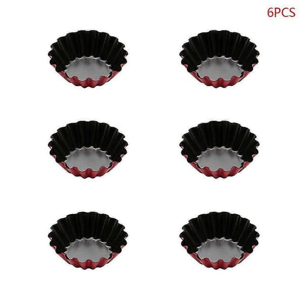 6 stk Non-Stick Mini Blomst Karbonstål Egg Terteform Gjenbrukbar Cupcake Bakeform Muffinsform