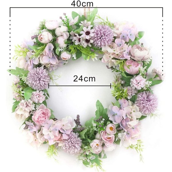 15,7 tuuman keinotekoinen vaaleanpunainen hortensia- ja pionikukka