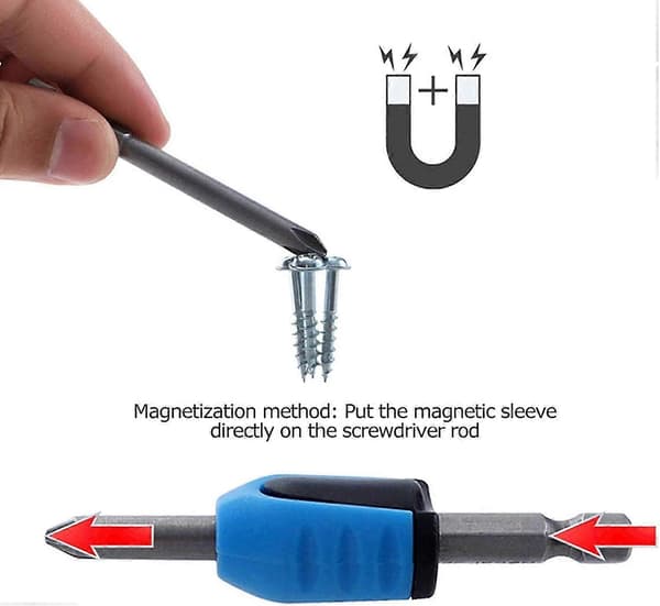 Magnetiseringsring til aftagelige skruetrækkerbits - 3 universelle magnetiske bits til skruetrækkerbits
