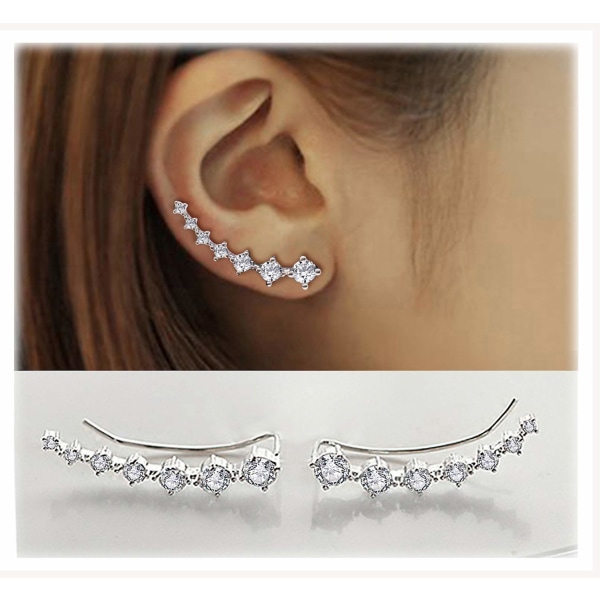 Ear Cuffs 7 Kristaller 925 Sterling Silver Hypoallergen