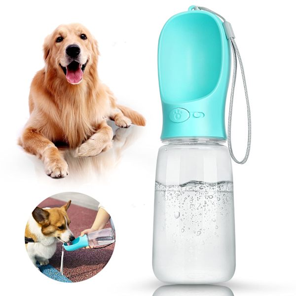 Vattenflaska för hund, läcksäker bärbar vattenbehållare, 550 ml (blå)