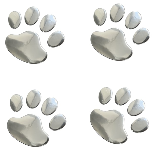 4 stk. Sølv 3D Chrome Poteaftryk Mærkat Dekal Auto Bil Mærkat