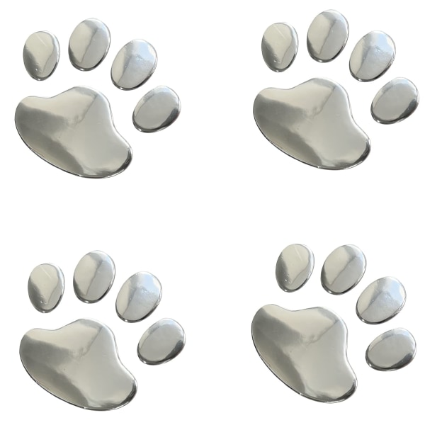 4st Silver 3D Chrome Footprint Sticker Decal Auto Car Decal