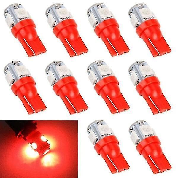 10-pack - T10 W5W röda diodlampor - Bil LED-ljus rött