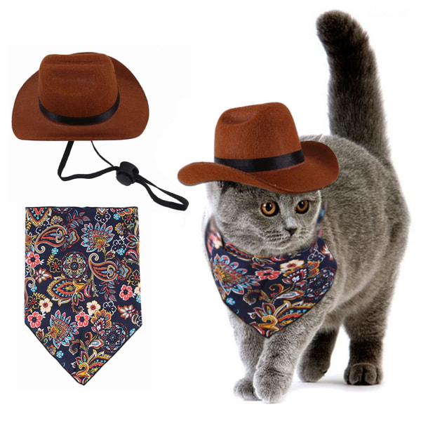 Lemmikkihattu, Koiran Cowboy-hattu Lemmikkikoiran Kissan Cowboy-hattu Bandana Huivi Juhlatarvike Pukusetti  Lippis Pentu Lemmikkikoiran Kissan Loma Lemmikkieläinten Juhlan Koristelu