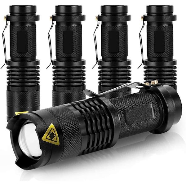 Mini LED-taskulamppu, 5 kpl 350 lumenia 3 tilaa (ei paristoa)