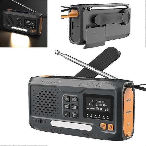 Solar Håndsving Nødradio 4 Vejs Strømforsyning til DAB/FM/Bluetooth-Kompatibel Radio Læselampe 3
