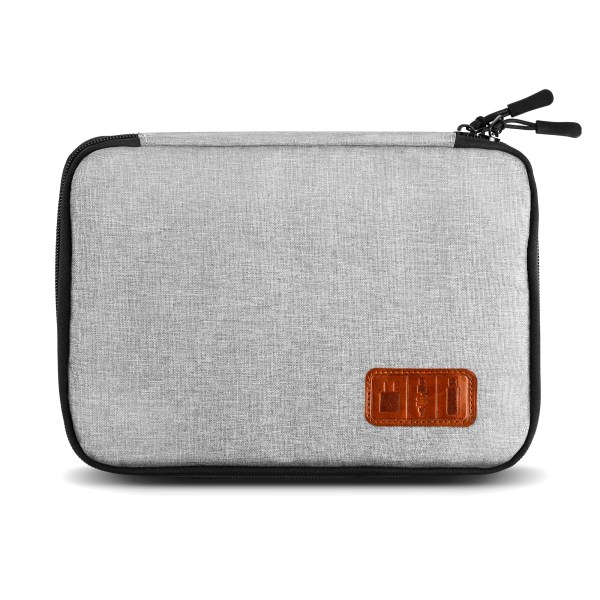 Kabelorganiseringsväska, reseelektroniktillbehör väska organiser för flash-disk, USB-enhet, powerbank, minneskort, hörlurar, dubbla lager, grå