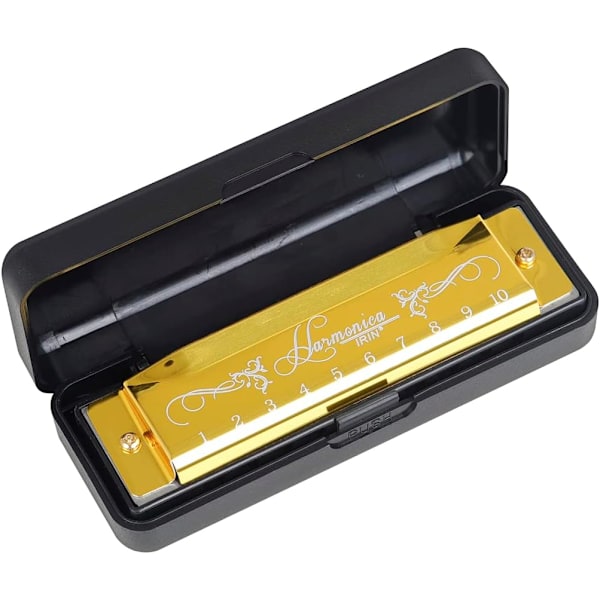 Bluesmunspel, Diatonisk Bluesmunspel i C-tonart, 10 Hål 20 Toner Blues Harp Munspel (Roseröd) gold