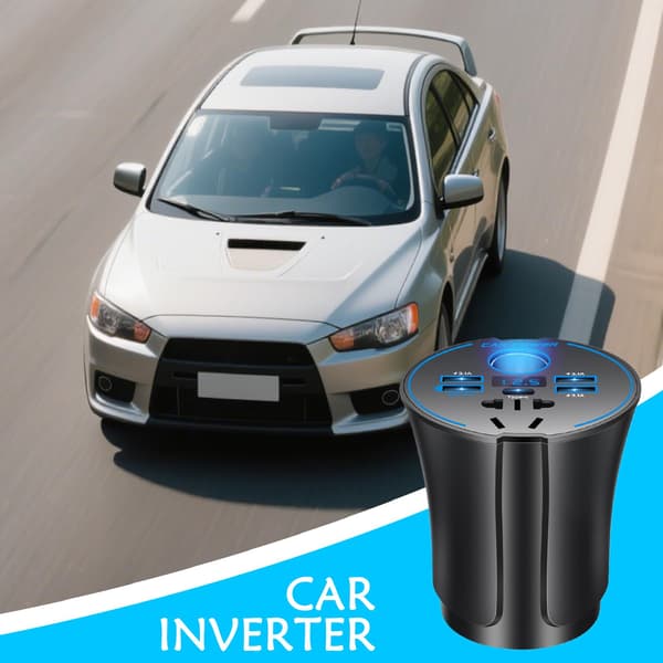 Bil Strømomformer, Hurtiglading USB Billader Adapter, 12V/24V til 220V, Sikker ABS Multi-Funksjons Konverter, Ideell for Bærbare Datamaskiner, Reise