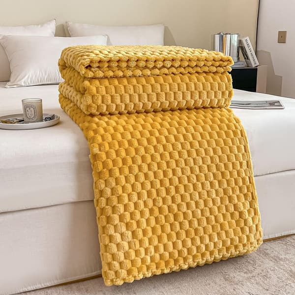 Plysj pledd for sofa 100x150 (gul)