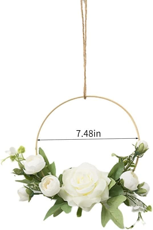 Gull krans med blomster, 19 cm kunstig veggdekorasjon