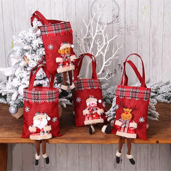 4 st Godispåsar Juldekor, Jultomte-presentpåse Julpynt Barn Julfest Tillbehör
