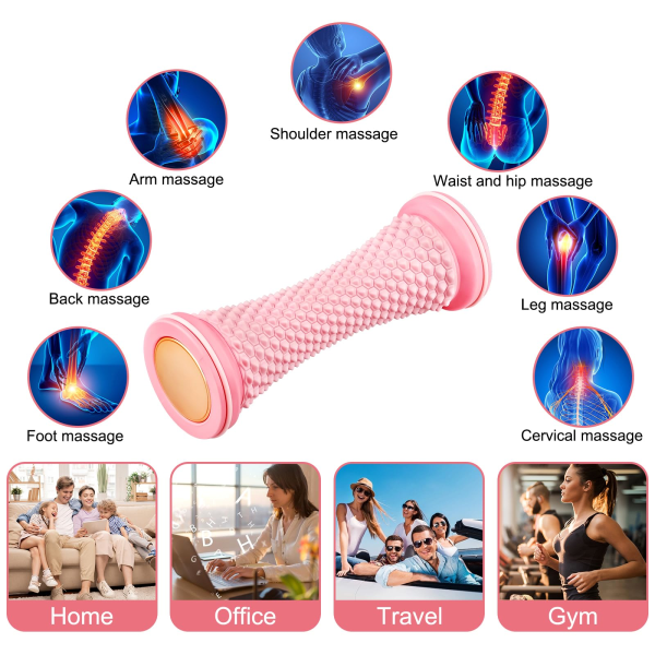 Plantar Fasciitis Massager, Fotmassage Rulle, Uppgraderad Fotmassager för Plantar Fasciitis Återhämtning och Spända Muskler Avslappning (Rosa)