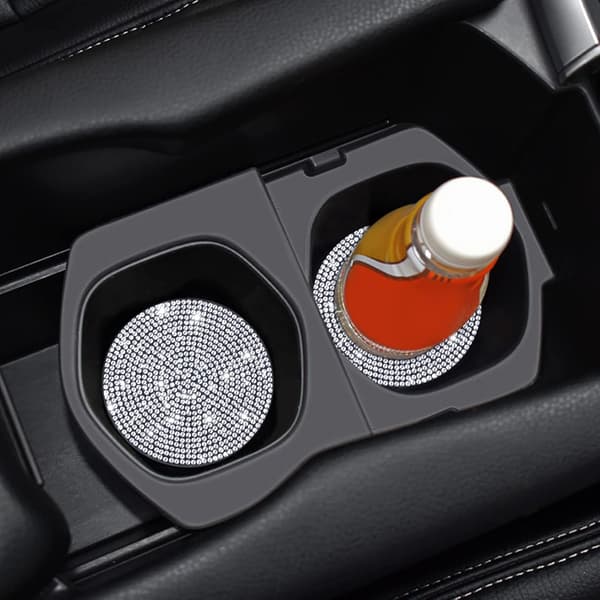 2 stk 7 cm/ 2,75 tommer Bling Bilcoaster, Bilkoppholder Coaster Glitter Bilcoaster Koppmatter Krystall Biltilbehør