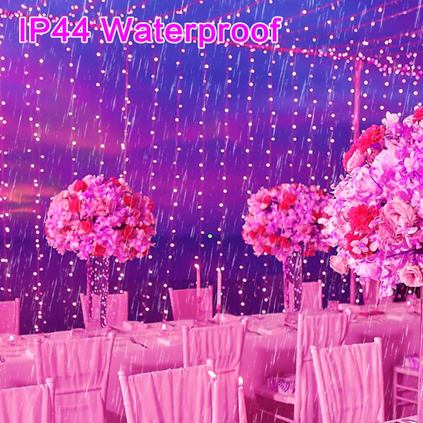 Julelys, LED lyskæde, 10M 100 LED stjernelys, 8 tilstande (pink lys)
