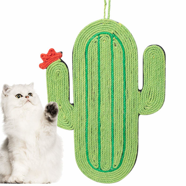 Cactus Shape Cat Scratching Matte, Cat Natural Jute Scratch Pad, Cat Scratcher Matt, Cat Funny Playing Toy, Hengende Cat Scratch Pad Board