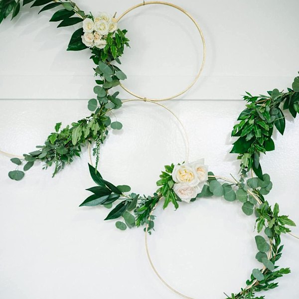 6 stk. Blomsterkrans Ringe, DIY Håndværk Ring, 30cm Guld Sølv Sort