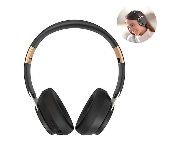 Trådlösa hörlurar Over Ear, Bluetooth-hörlurar med mikrofon black