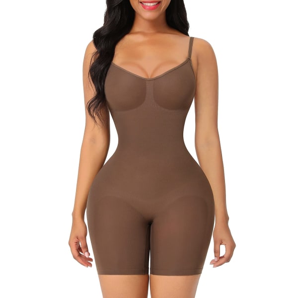Mukava koko bodypuku naisille Butt Lifter Saumaton muotoiluvaate naisille Tummy Control Thigh Slimmer S/M, ruskea brown S/M