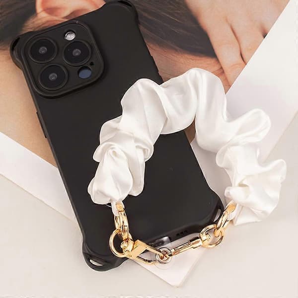 Telefonhandledsrem, Scrunchie Telefonrem med Fästflik, Anti-Fall